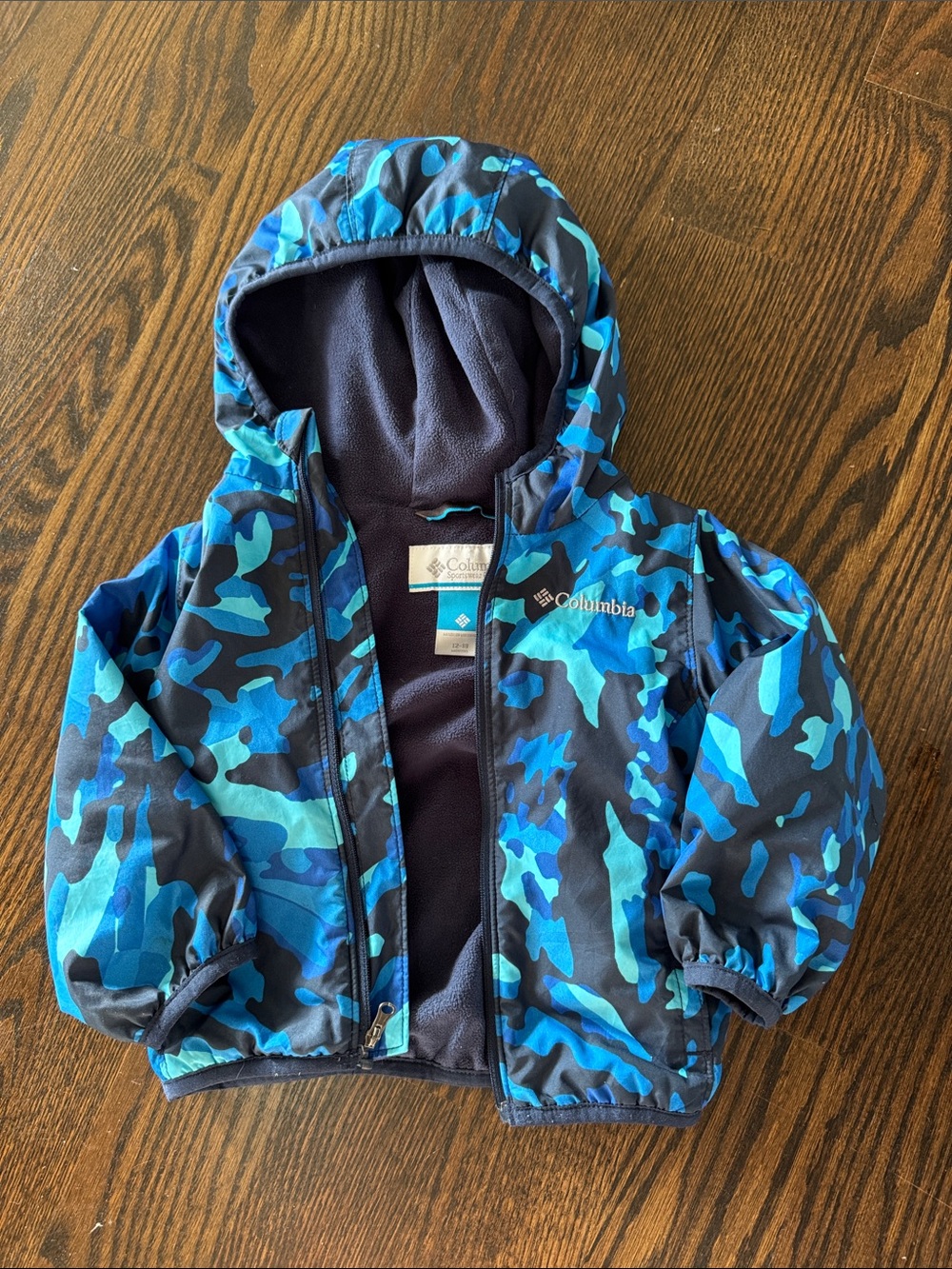 Columbia Blue Camo Hooded Puffer Jacket - Kids